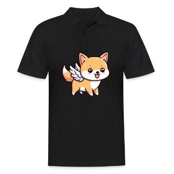 Mignon Shiba Inu Angel dans le style comique - Polo Homme - noir - Devant - Kai (181cm)