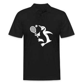 Penguin Tennis Tennis Player Silhouette Minimalist - Men's Polo Shirt - black - Front - Kai (181cm)