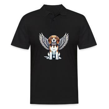 Beagle Angel - Cute Dog with Wings - Men's Polo Shirt - black - Front - Kai (181cm)