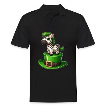 Süßes Zebra St. Patrick's Day Zylinder Kleeblatt - Männer Poloshirt - Schwarz - Vorne - Kai (181cm)