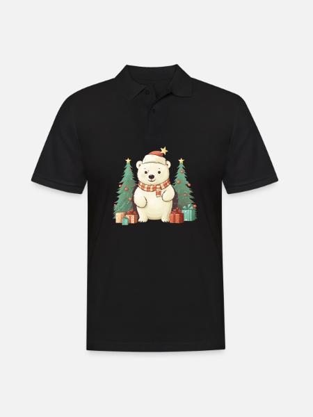 Cute Christmas Polar Bear - Men's Polo Shirt - black
