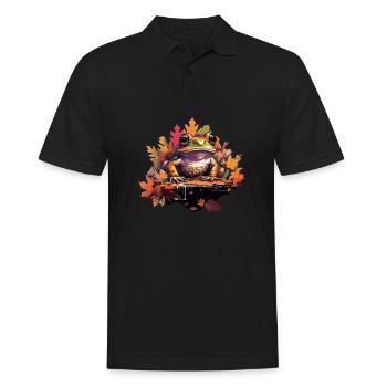 Laubfrisch in bunten Blättern - Männer Poloshirt - Schwarz - Vorne - Kai (181cm)