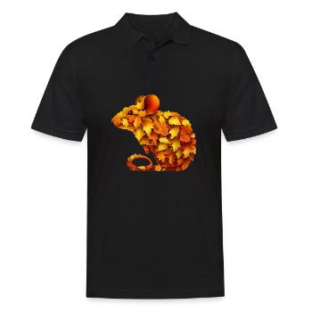 Süße Maus aus Herbst Blättern bunt - Männer Poloshirt - Schwarz - Vorne - Kai (181cm)