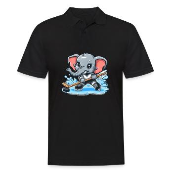 Elefant als Eishockeyspieler - Men's Polo Shirt - black - Front - Kai (181cm)