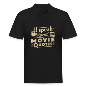 Kinoliebhaber Spruch Minimalistische Silhouette - Männer Poloshirt - Schwarz - Vorne - Kai (181cm)