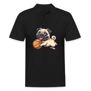 Basketball Pug: A four-legged basketball star - Men's Polo Shirt - black - Front - Kai (181cm)