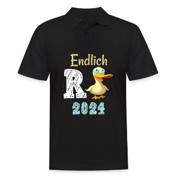 Rente 2024 mit Ente Rentner Ruhestand | R Ente - Männer Poloshirt - Schwarz - Vorne - Kai (181cm)