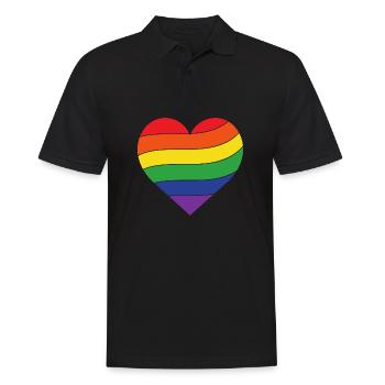Regenbogen Herz | Pride - Männer Poloshirt - Schwarz - Vorne - Kai (181cm)