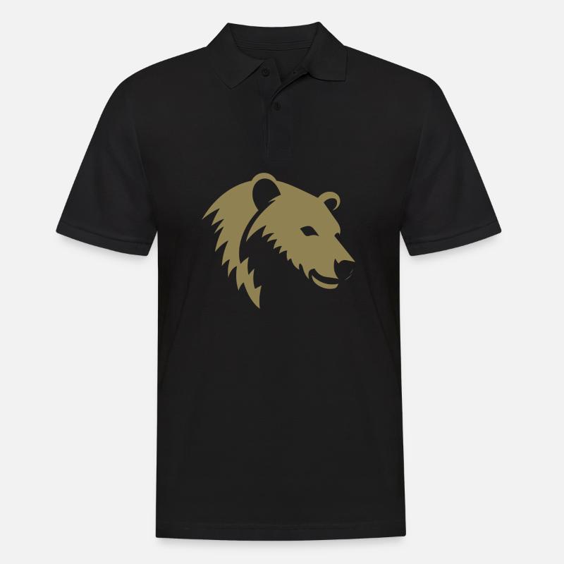 Bär Silhouette eines Eisbärkopfes - Männer Poloshirt - Schwarz