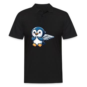 Himmlischer Pinguin Flügel - Männer Poloshirt - Schwarz - Vorne - Kai (181cm)