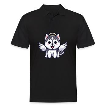 Dobermann Engel Welpe Design - Männer Poloshirt - Schwarz - Vorne - Kai (181cm)