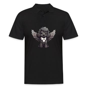 Black Poodle Angel - Cute dog with - Men's Polo Shirt - black - Front - Kai (181cm)
