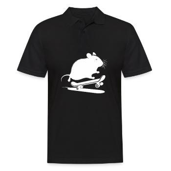 Minimalistischer Hamster Skateboard Skater - Männer Poloshirt - Schwarz - Vorne - Kai (181cm)
