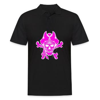 Totenkopf Pirat Piraten Piratenflagge Totenschädel - Männer Poloshirt - Schwarz - Vorne - Kai (181cm)