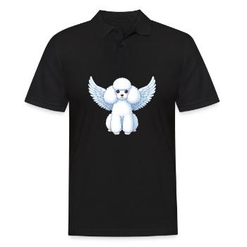 Weißer Pudel mit Engelsflügeln - Süßes - Männer Poloshirt - Schwarz - Vorne - Kai (181cm)