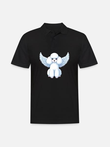 Weißer Pudel mit Engelsflügeln - Süßes - Männer Poloshirt - Schwarz