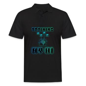 TRAINING MY HI (Menschliche Intelligenz) - Männer Poloshirt - Schwarz - Vorne - Kai (181cm)