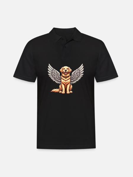 Golden Retriever Angel - blid hund med vinger - Herre poloshirt - sort