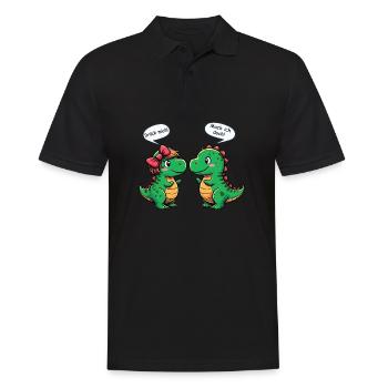 Niedliche T-Rex Dinos - Drück mich! - Lustiges - Männer Poloshirt - Schwarz - Vorne - Kai (181cm)