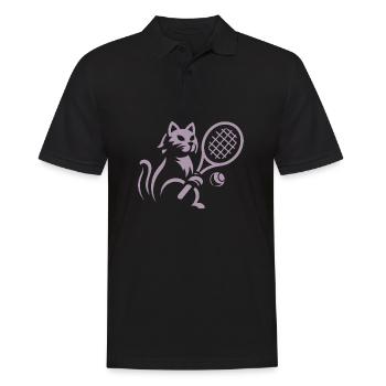 Minimalist silhouette cat tennis player - Men's Polo Shirt - black - Front - Kai (181cm)