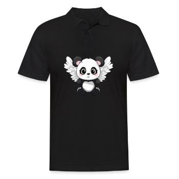 Panda with wings that looks like an angel - Men's Polo Shirt - black - Front - Kai (181cm)