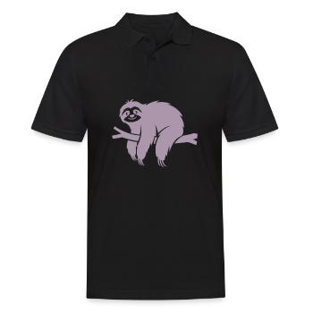 Minimalistisches Faultier entspannt auf einem Ast - Männer Poloshirt - Schwarz - Vorne - Kai (181cm)