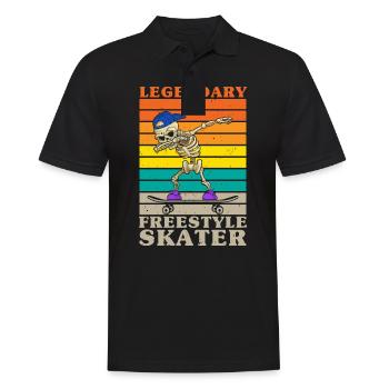 Dabbing squelette skater skateboard longboard - Polo Homme - noir - Devant - Kai (181cm)