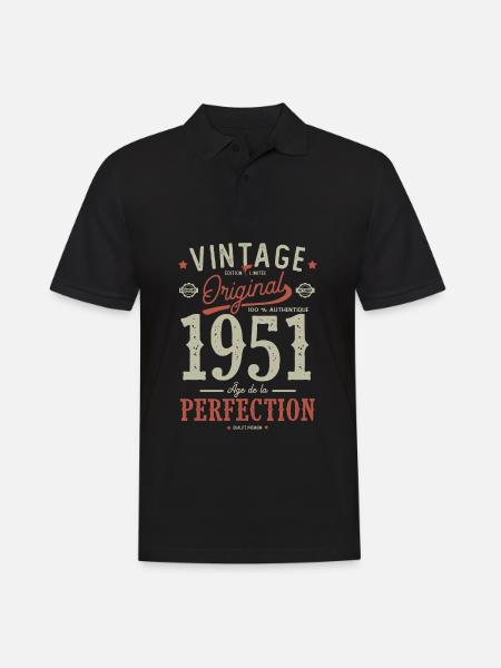 1951 âge de la perfection, anniversaire 71 ans - Polo Homme - noir