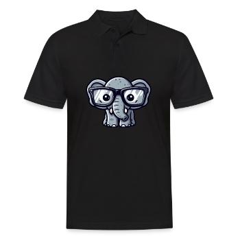 Nerd elephant with glasses - Men's Polo Shirt - black - Front - Kai (181cm)