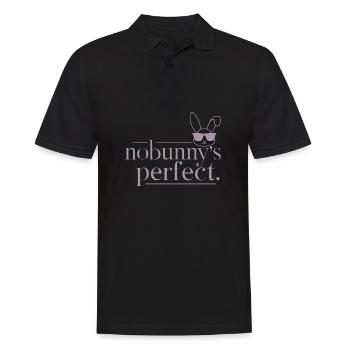 Hase "Nobunny is Perfect" Witzig - Männer Poloshirt - Schwarz - Vorne - Kai (181cm)