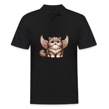 Persian Cat Angel Fluffy Fur - Men's Polo Shirt - black - Front - Kai (181cm)