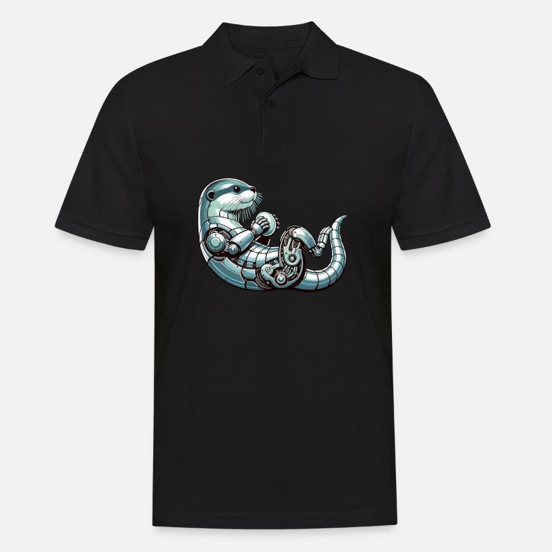 Otter Robot, Robootter, Robot Otter - Men's Polo Shirt - black
