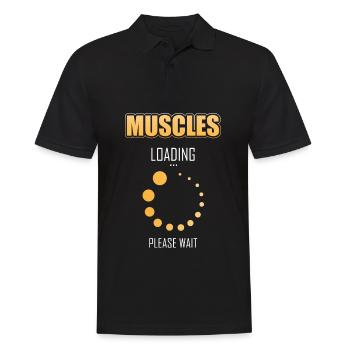 Muscle charger s’il vous plaît attendre Le drôle de sport Rengain - Polo Homme - noir - Devant - Kai (181cm)