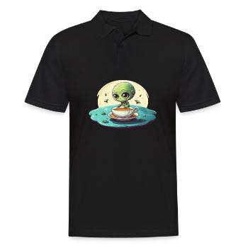 grünes alien kaffee kaffeetrinker - Männer Poloshirt - Schwarz - Vorne - Kai (181cm)