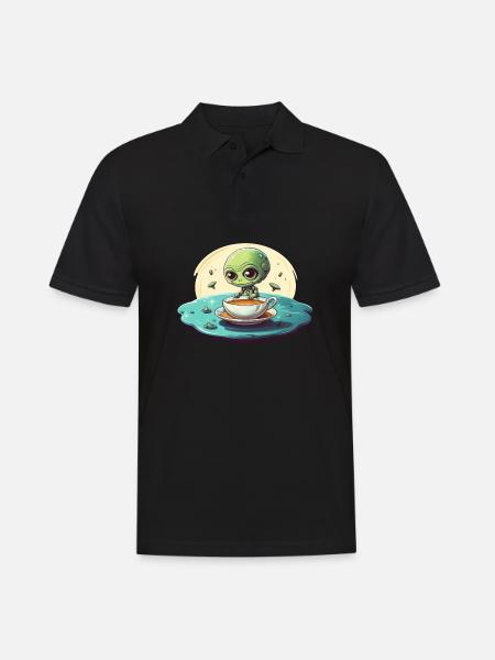 Green Alien Coffee Coffee Drinker - Men's Polo Shirt - black