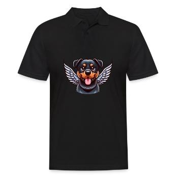 Rottweiler mignon - Ange avec des ailes dans le - Polo Homme - noir - Devant - Kai (181cm)