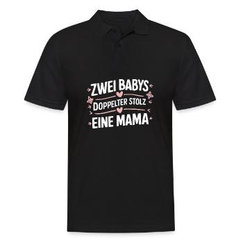 Zwei Babys doppelter stolz eine Mama - Männer Poloshirt - Schwarz - Vorne - Kai (181cm)