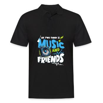 Alles, was du brauchst, ist Musik und Freunde, coole Beat-Liebhaber - Männer Poloshirt - Schwarz - Vorne - Kai (181cm)