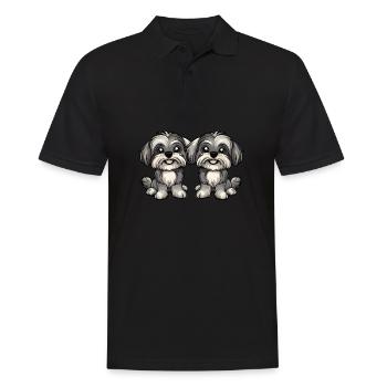 Havanese Dog Comic - Men's Polo Shirt - black - Front - Kai (181cm)