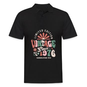 1976 Anniversary 1976 vintage - Men's Polo Shirt - black - Front - Kai (181cm)