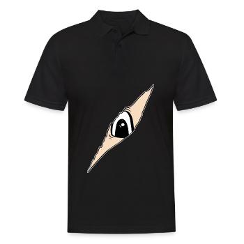 Eye peeks through a crack - torn fabric - Men's Polo Shirt - black - Front - Kai (181cm)