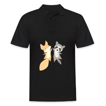 Raton laveur renard doux animaux doux amour des animaux cadeau - Polo Homme - noir - Devant - Kai (181cm)