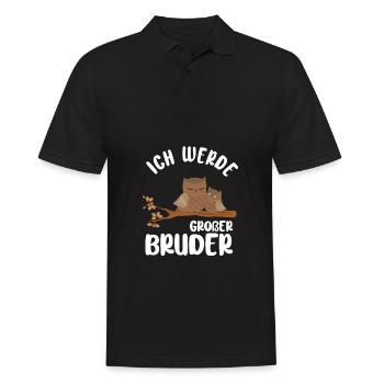 Großer Bruder Eule - Ich werde Großer Bruder - Männer Poloshirt - Schwarz - Vorne - Kai (181cm)
