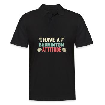 Badminton Haltung Sporttrainer Geschenk - Männer Poloshirt - Schwarz - Vorne - Kai (181cm)