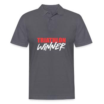 Cadeau champion gagnant de triathlon - Polo Homme - charbon - Devant - Nico (186cm)