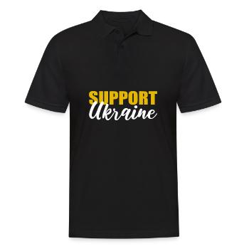 Unterstützung der Ukraine Patriotische Person Gift - Männer Poloshirt - Schwarz - Vorne - Kai (181cm)