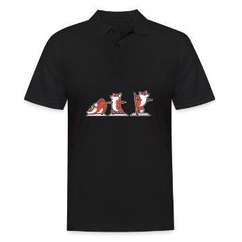 Fox Yoga Yogalehrer Gift - Männer Poloshirt - Schwarz - Vorne - Kai (181cm)