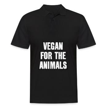 VEGAN FOR THE ANIMALS - Männer Poloshirt - Schwarz - Vorne - Kai (181cm)
