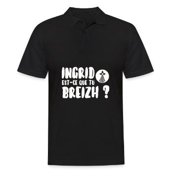 Ingrid est-ce que tu breizh? - Polo Homme - noir - Devant - Kai (181cm)