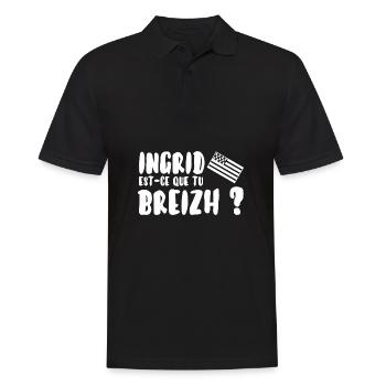 Ingrid est-ce que tu breizh? - Polo Homme - noir - Devant - Kai (181cm)